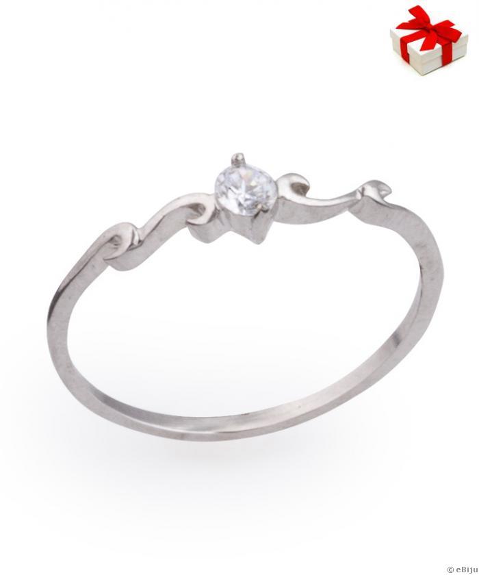 Fehér Swarovski Elements gyűrű, ezüstszínű fémből, cirkónia kővel