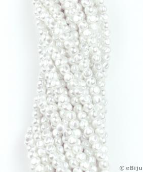 Fehér üveggyöngy, lapított, 0.6 cm