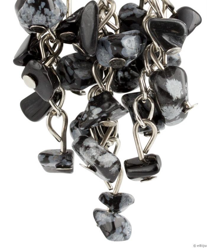 Fekete chandelier-típusú fülbevaló féldrágakövekből