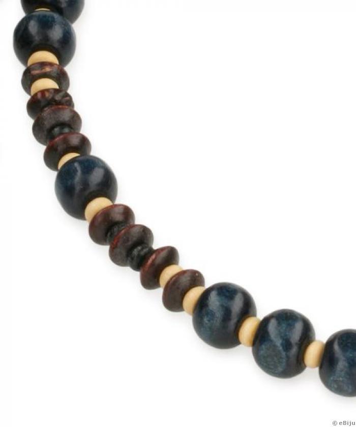 Fekete és barna fa gyöngyökből készült uniszex nyaklánc 