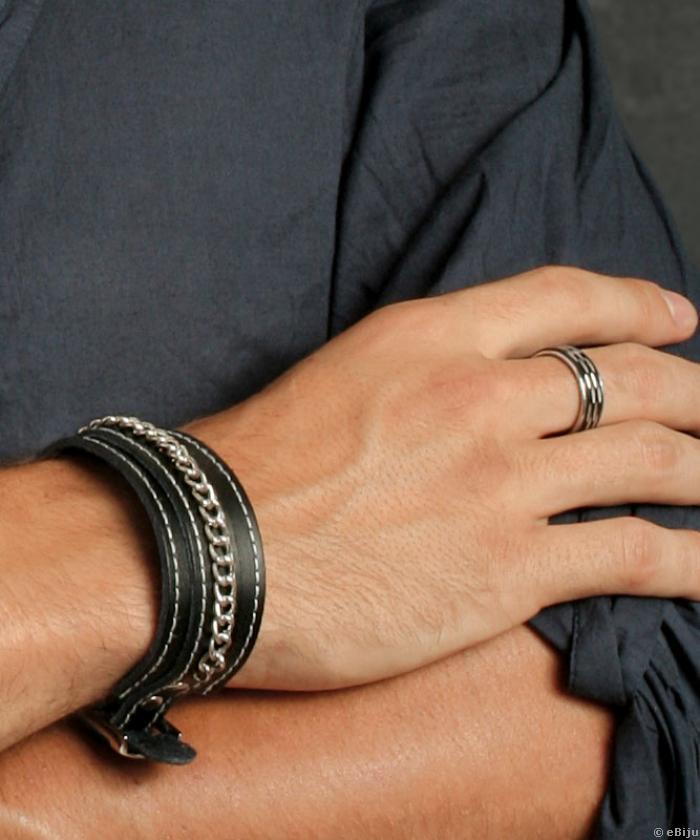 Fekete-ezüst, két darabból álló uniszex gyűrű (méret: 18 mm)