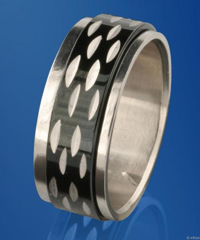 Fekete-ezüst, két darabból álló uniszex gyűrű (méret: 19 mm)