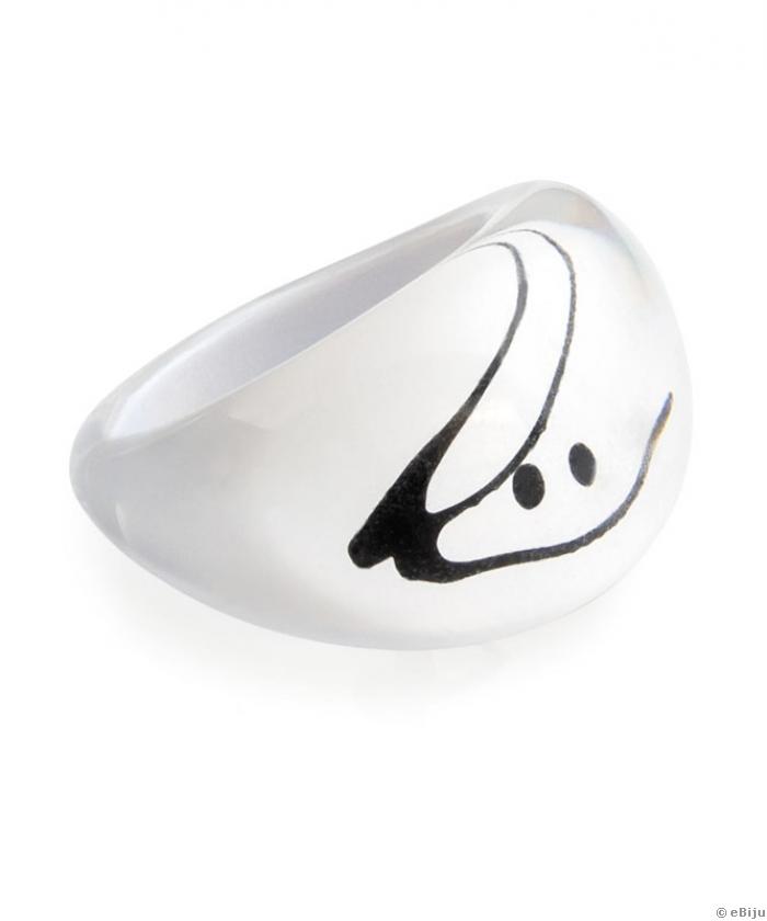 Fekete-fehér, absztrakt gyűrű, 17 mm