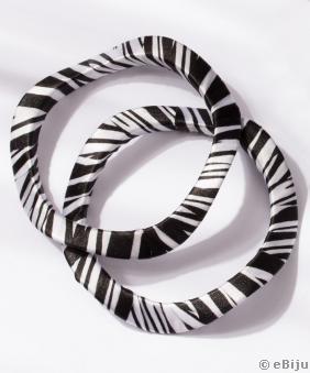 Fekete-fehér hullámos karkötő, textilből