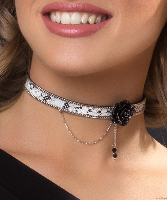 Fekete-fehér kígyóbőr imitáció choker