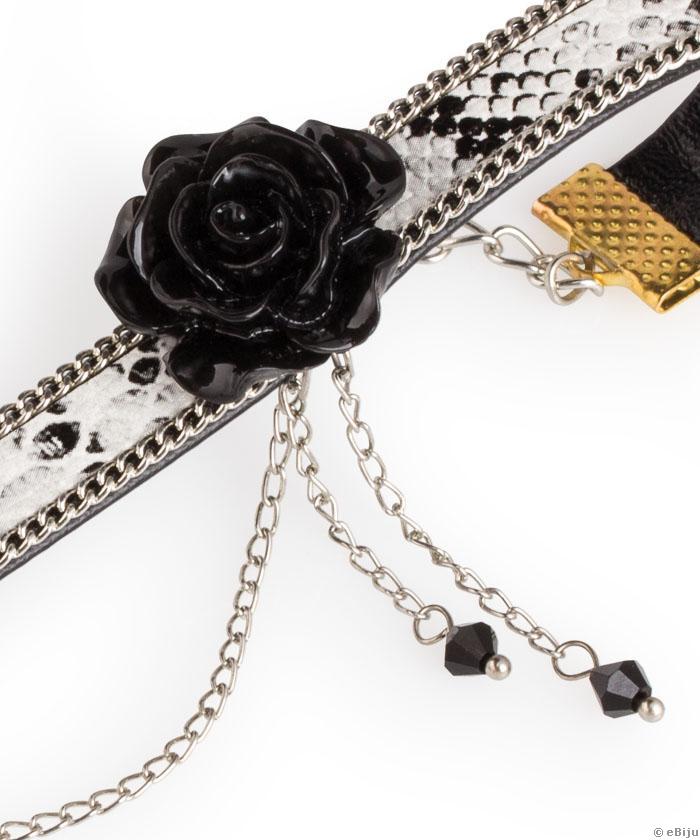 Fekete-fehér kígyóbőr imitáció choker