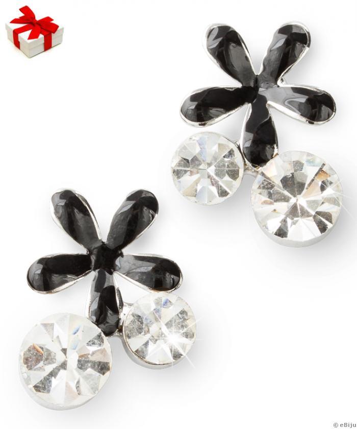 Fekete-fehér Swarovski Elements nyakék és fülbevaló szett