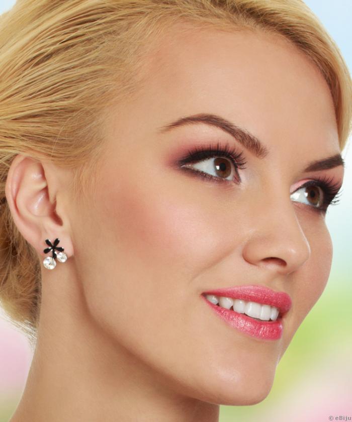 Fekete-fehér Swarovski Elements nyakék és fülbevaló szett