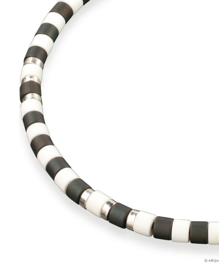 Fekete-fehér uniszex nyaklánc és karkötő szett akrilból