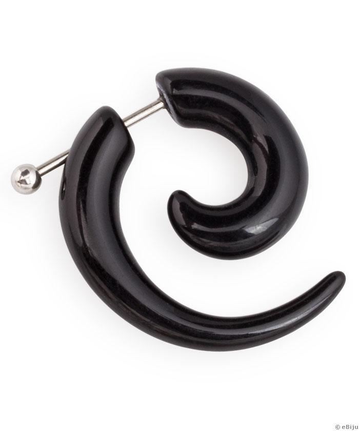 Fekete fülbevaló-piercing, tribál stílus, 3 cm