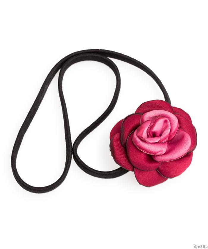 Fekete hajpánt, szatén rózsával