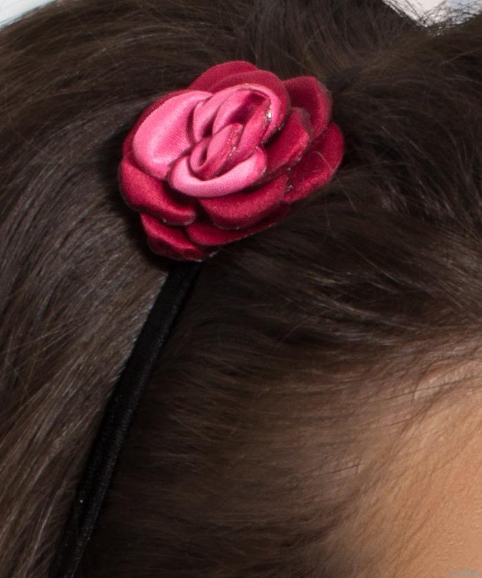 Fekete hajpánt, szatén rózsával