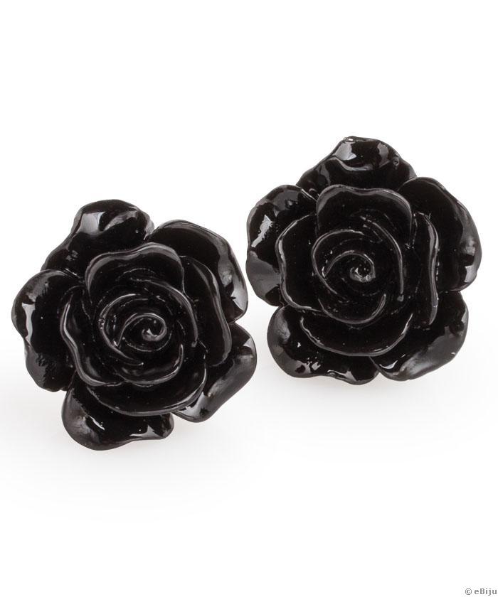 Fekete rózsa fülbevaló, akrilból