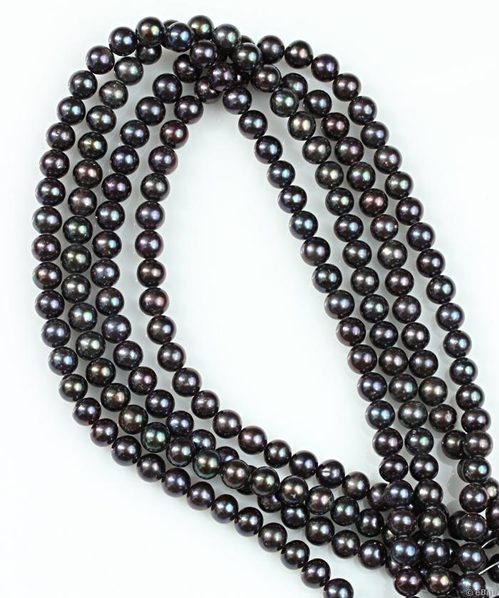 Fekete tenyésztett gyöngy, AA kerek, 0.8