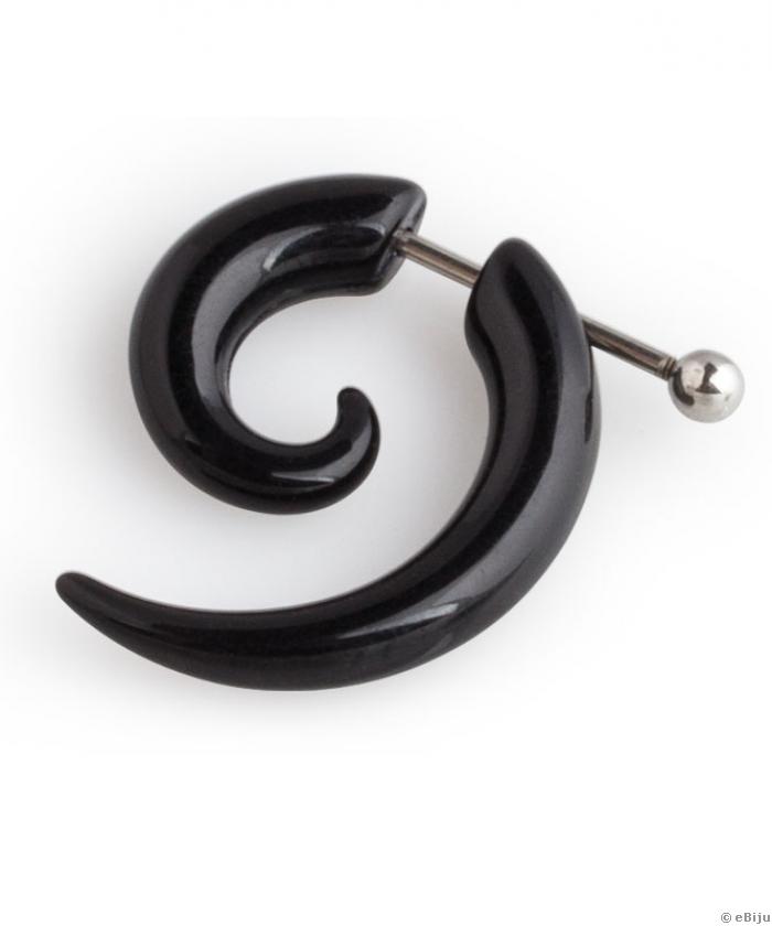 Fekete tribál fülbevaló-piercing, 2.5 cm