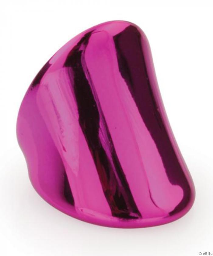 Fémes fényű rózsaszín gyűrű (méret: 18 mm)