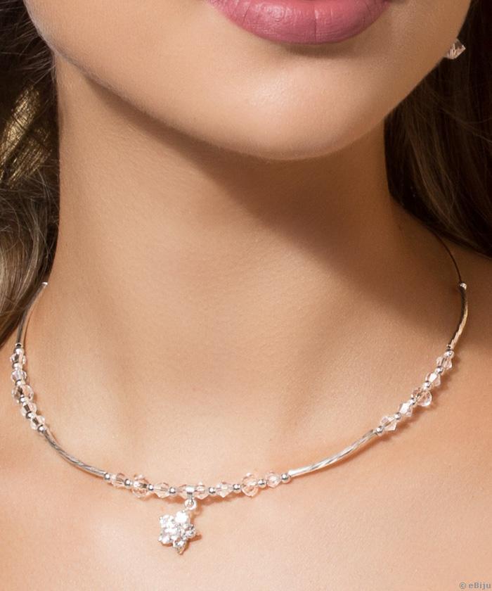 Fix nyakék, rondelle és bikónikus fehér kristályokkal