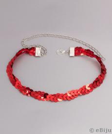 Fonott choker, piros flitterből