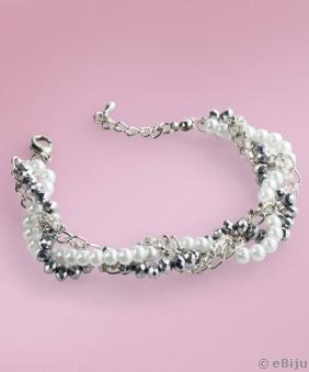 Fonott "Grey Crystals" karkötő