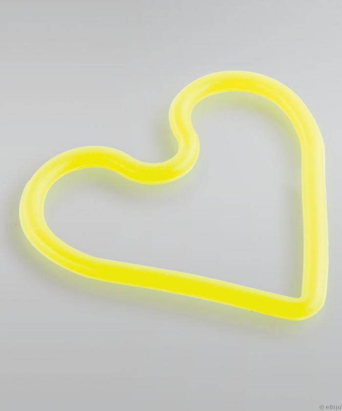 Foszforeszkáló sárga szív alakú karkötő, univerzális méret