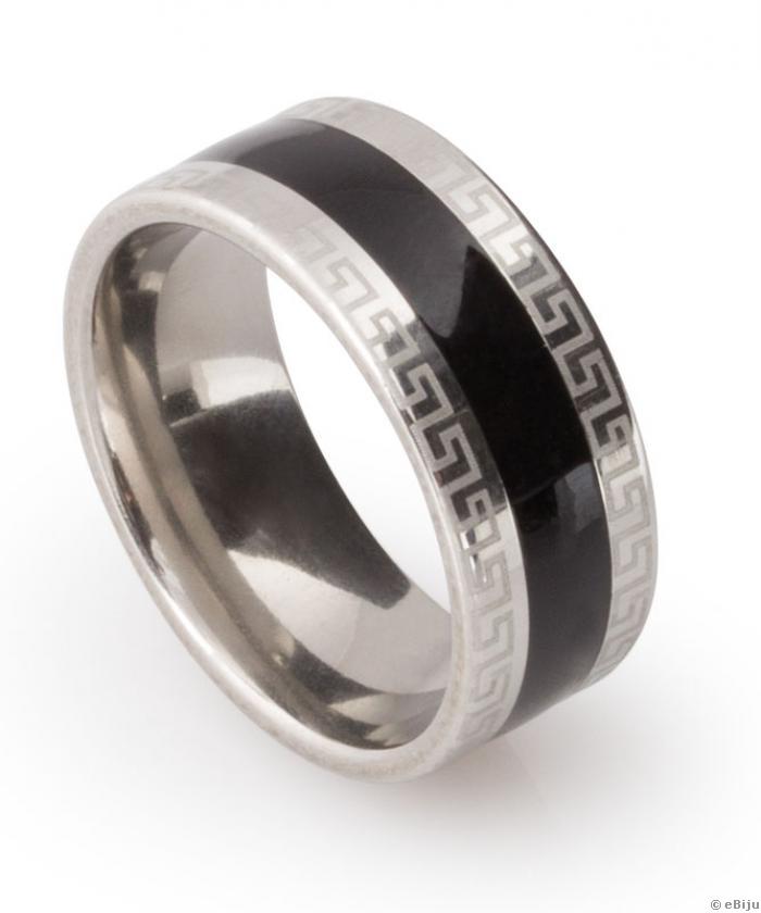 Greek Style ezüstszínű rozsdamentes acél gyűrű, 21.5 mm