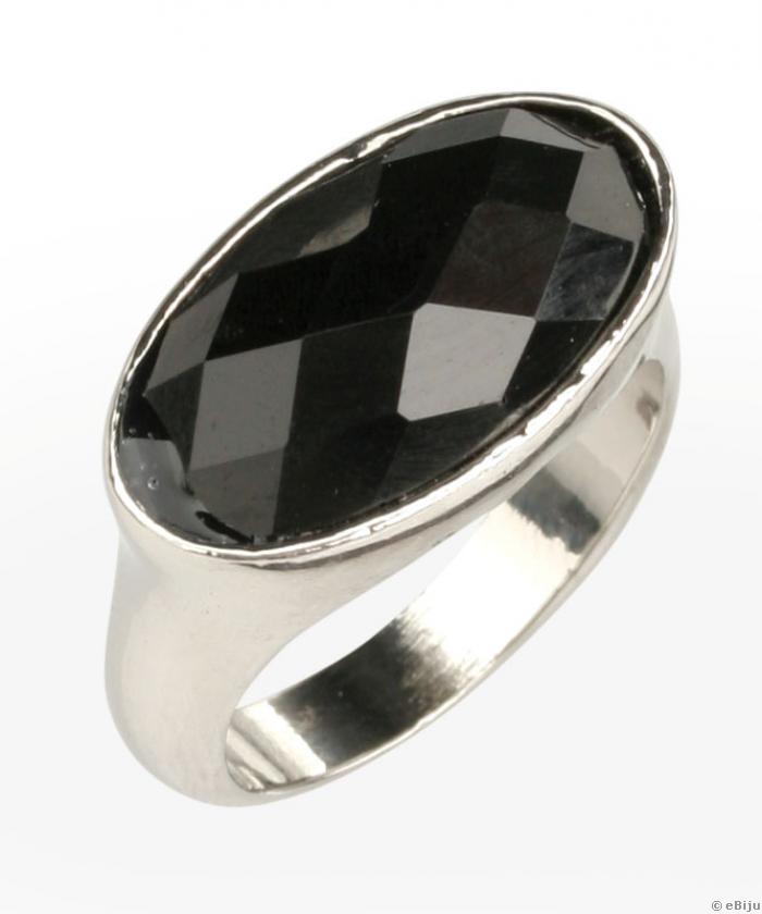 Gyűrű fekete kristállyal, 18 mm