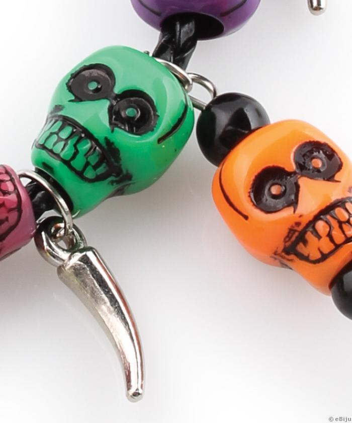 Halloween nyakék-karkötő színes koponyákkal és szegecsekkel