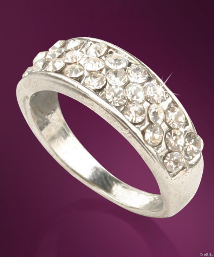 Háromsoros fehér kristályos gyűrű, 16 mm