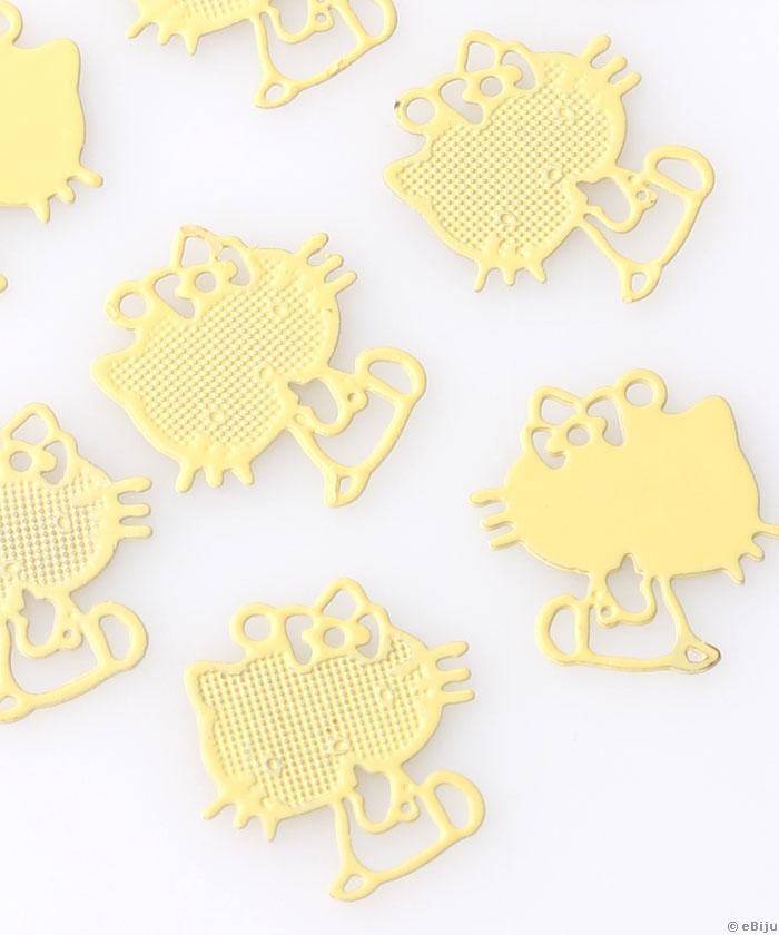 Hello Kitty függő dísz, sárga fém, 1.2 x 1.3 cm