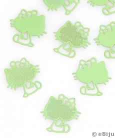 Hello Kitty függő dísz, zöld fém, 1.2 x 1.3 cm