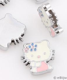 Hello Kitty távtartó medál, ezüstszínű fém