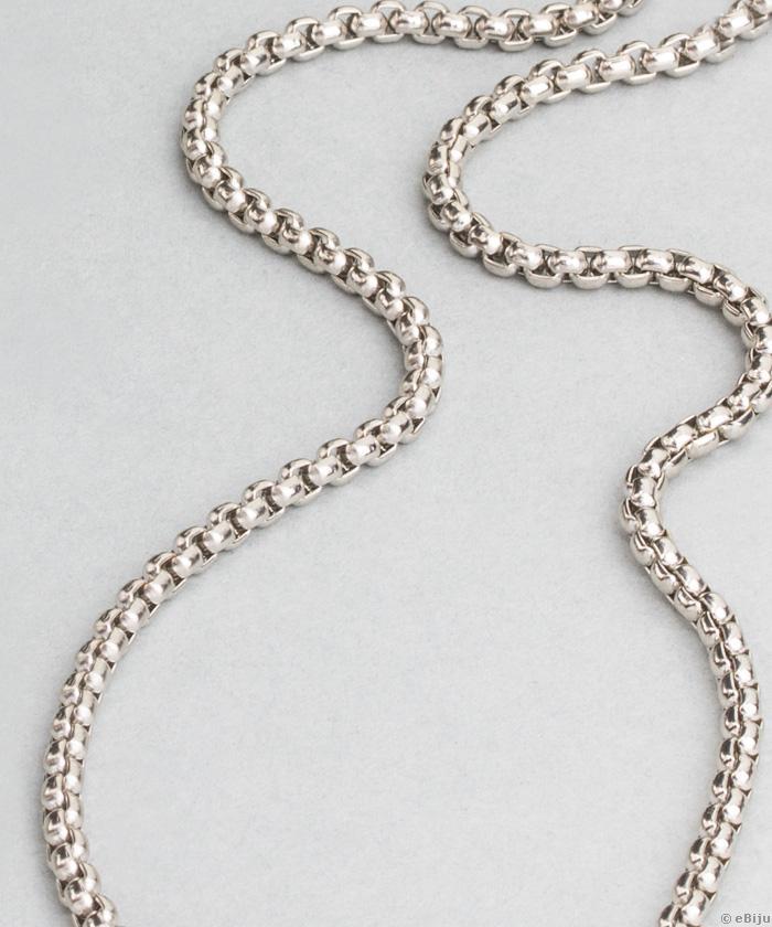 Henger alakú ezüstszínű lánc, 3 mm