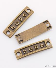 Hope köztes medál, bronzszínű fém, 3.5 x 1 cm