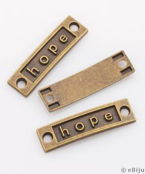 Hope köztes medál, bronzszínű fém, 3.5 x 1 cm