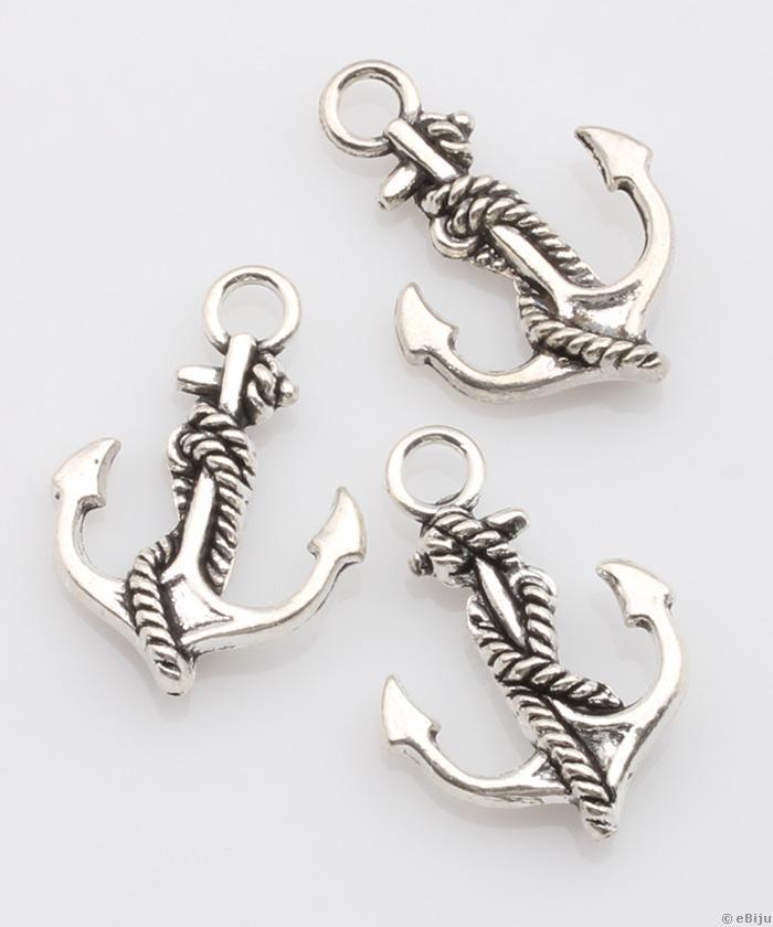 Horgony medál, antikolt ezüstszínű fém, 3 x 2 cm
