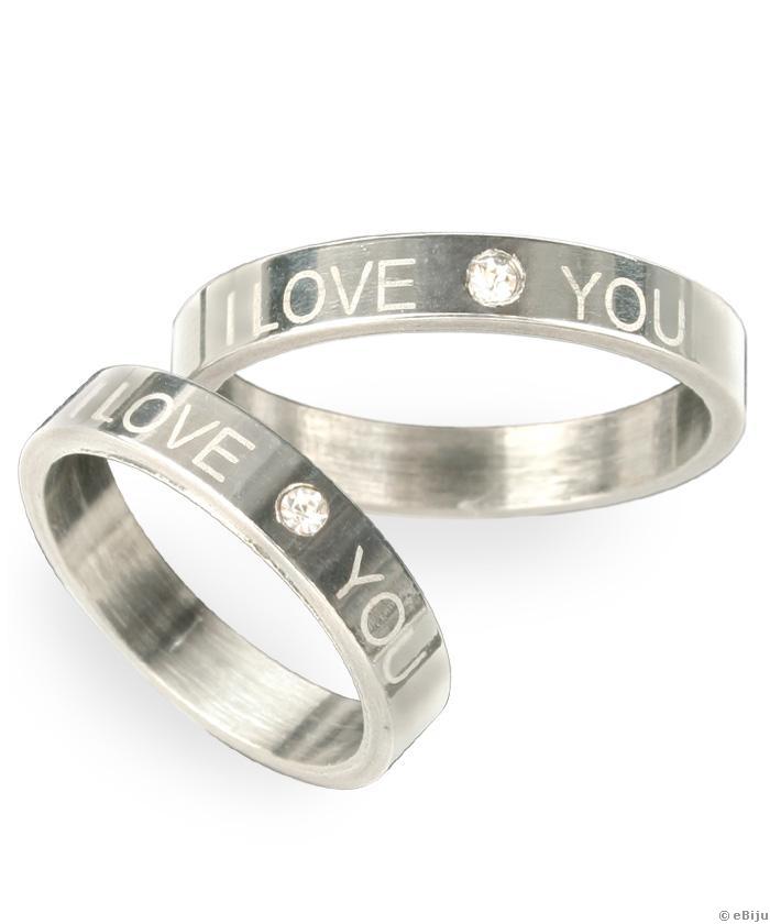 "I LOVE YOU" gyűrűpár fehér kristállyal