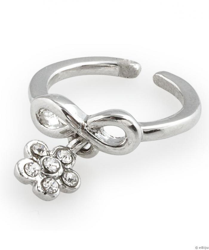 Infinity ujjvég gyűrű, fehér kristályos virággal, 13 mm