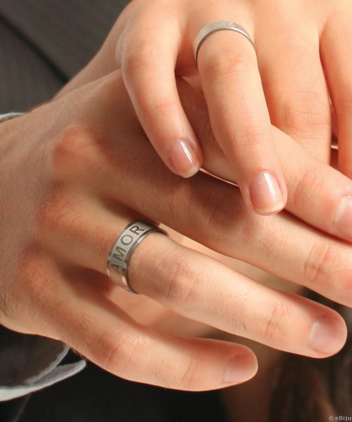 Inox "AMOR" feliratos uniszex gyűrű, 18 mm