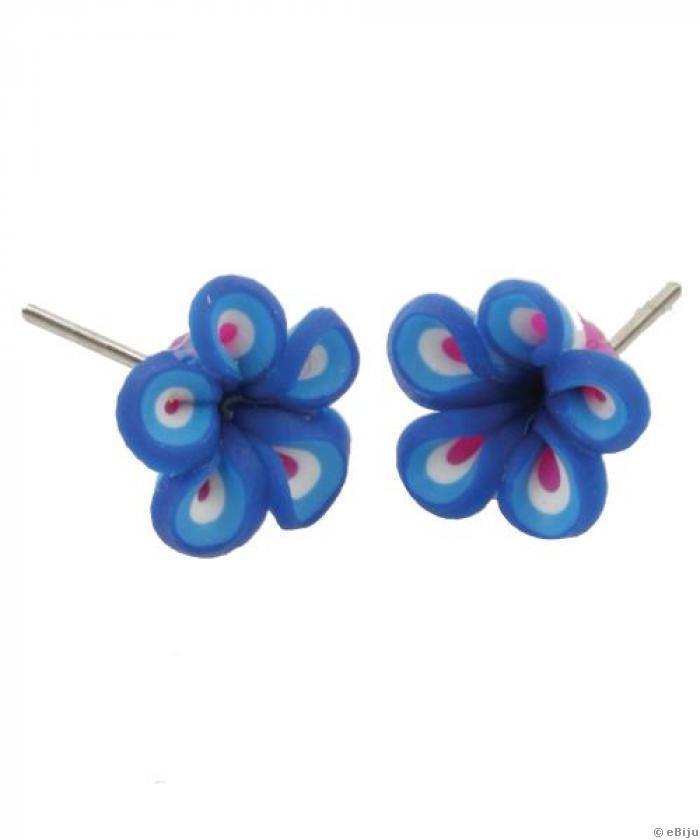 Kék fimo virág fülbevaló