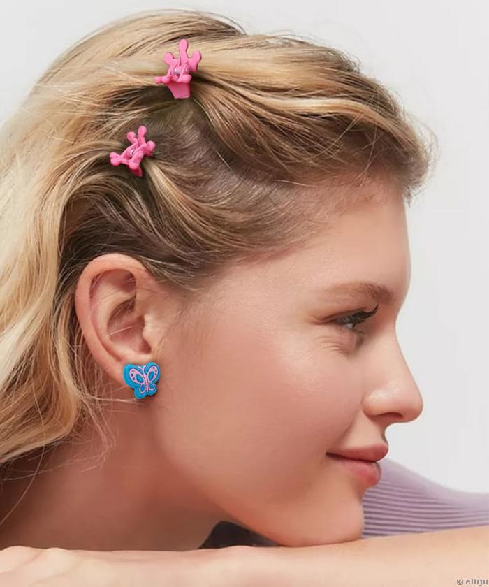 Kék-rózsaszín pillangó fülbevaló