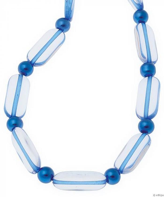 Kék üveggyöngyökből és szintetikus anyagból készült nyaklánc