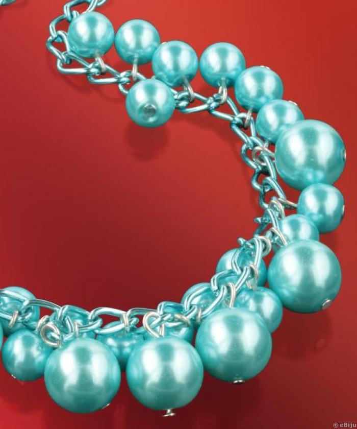 Kék üveggyöngyökből készült nyaklánc