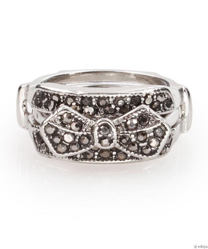 Két darabból álló, ezüstszínű masnis gyűrű