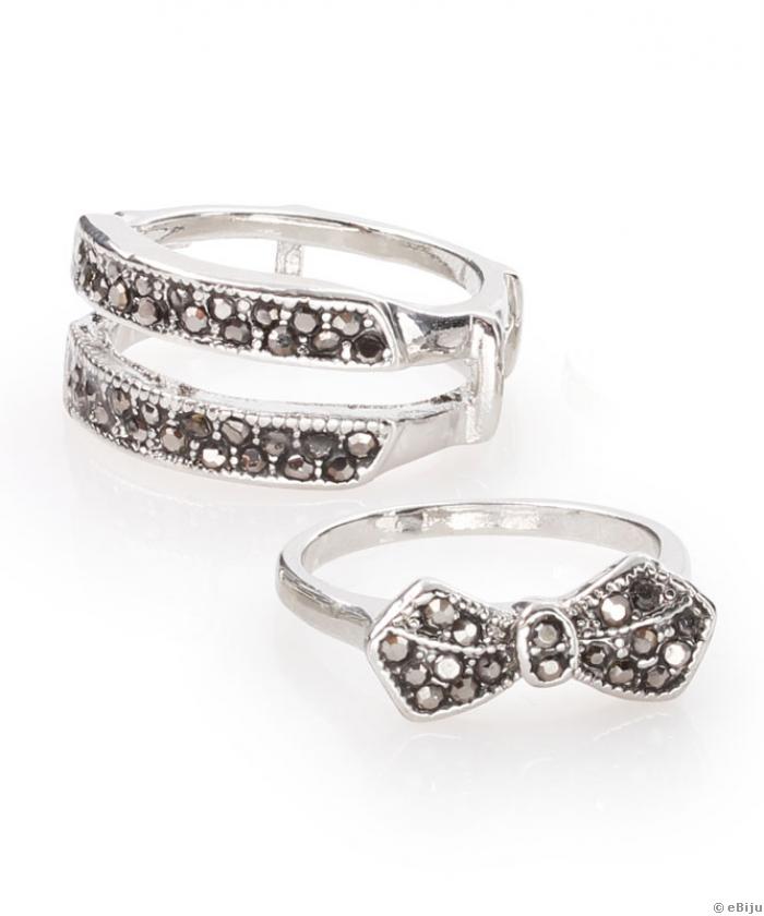 Két darabból álló, ezüstszínű masnis gyűrű, 16 mm