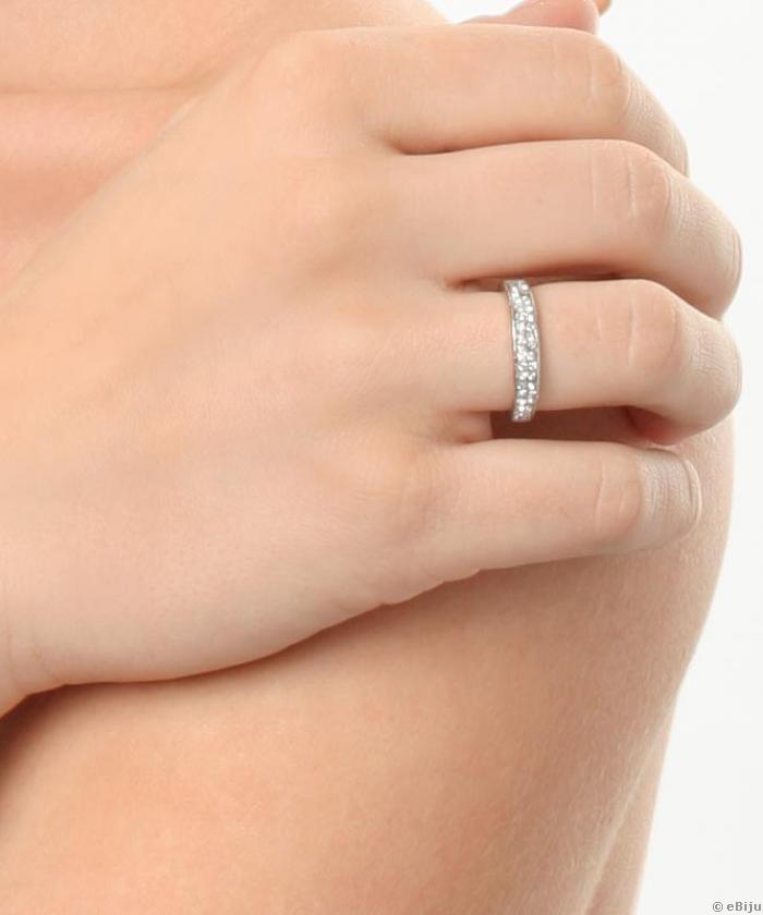 Kétsoros fehér strasszos gyűrű, (16 mm)