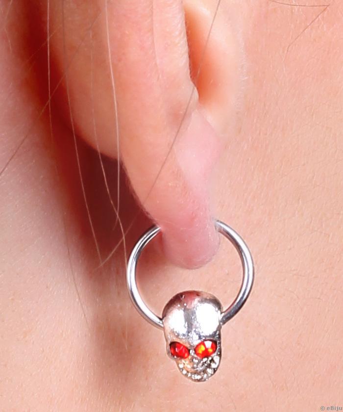 Koponya piercing piros strasszokkal