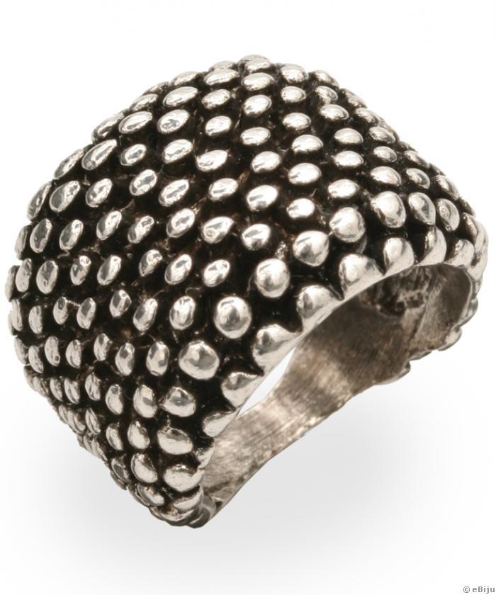 Korall gyűrű, ezüstszínű fém feketével (18 mm)