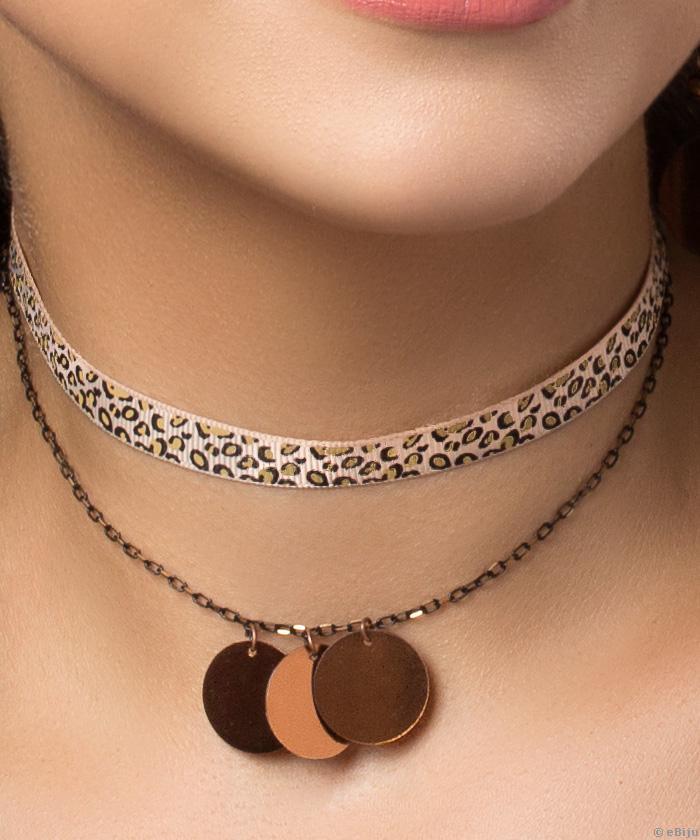 Leopárdmintás dupla choker nyakék