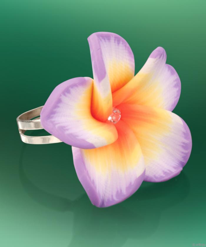 Lila-narancssárga virág gyűrű, fimoból