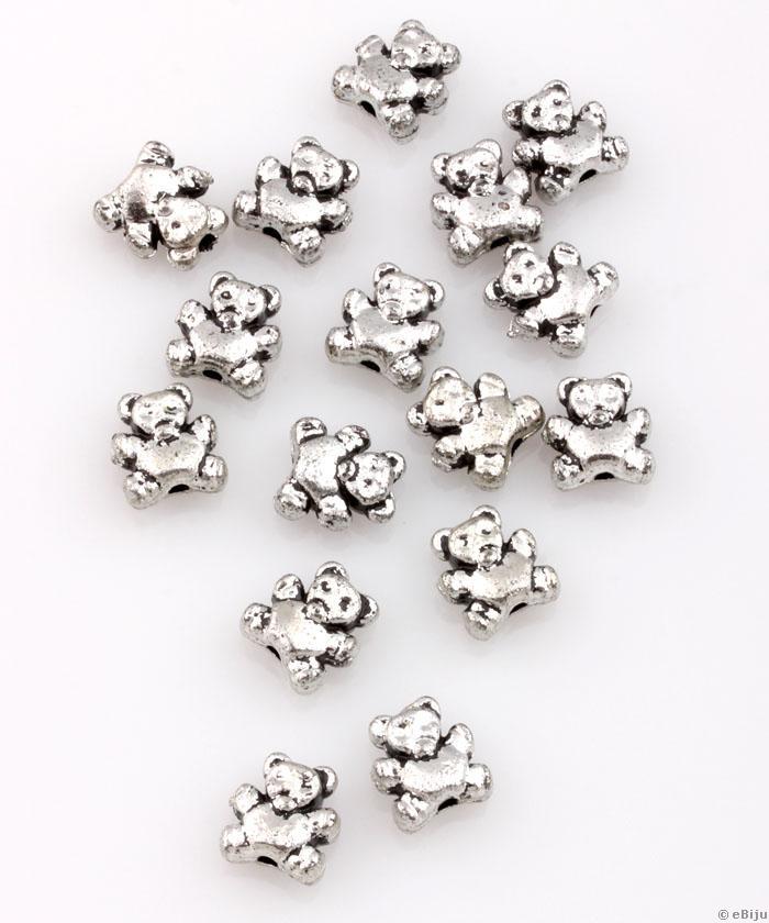 Maci akril gyöngy, ezüstszínű akril, 0.8 x 1 cm